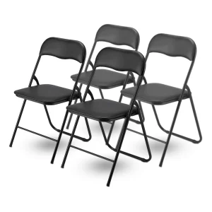 Bardi 4-delige Klapstoelen set PVC zwart - 100 kg draagvermogen