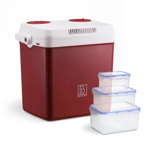 Brisby Elektrische koelbox 25L rood - 12V/230V - incl. divider en vershoudbakjes