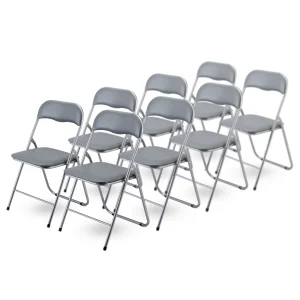 Bardi 8-delige Klapstoelen set PVC grijs - 100 kg draagvermogen