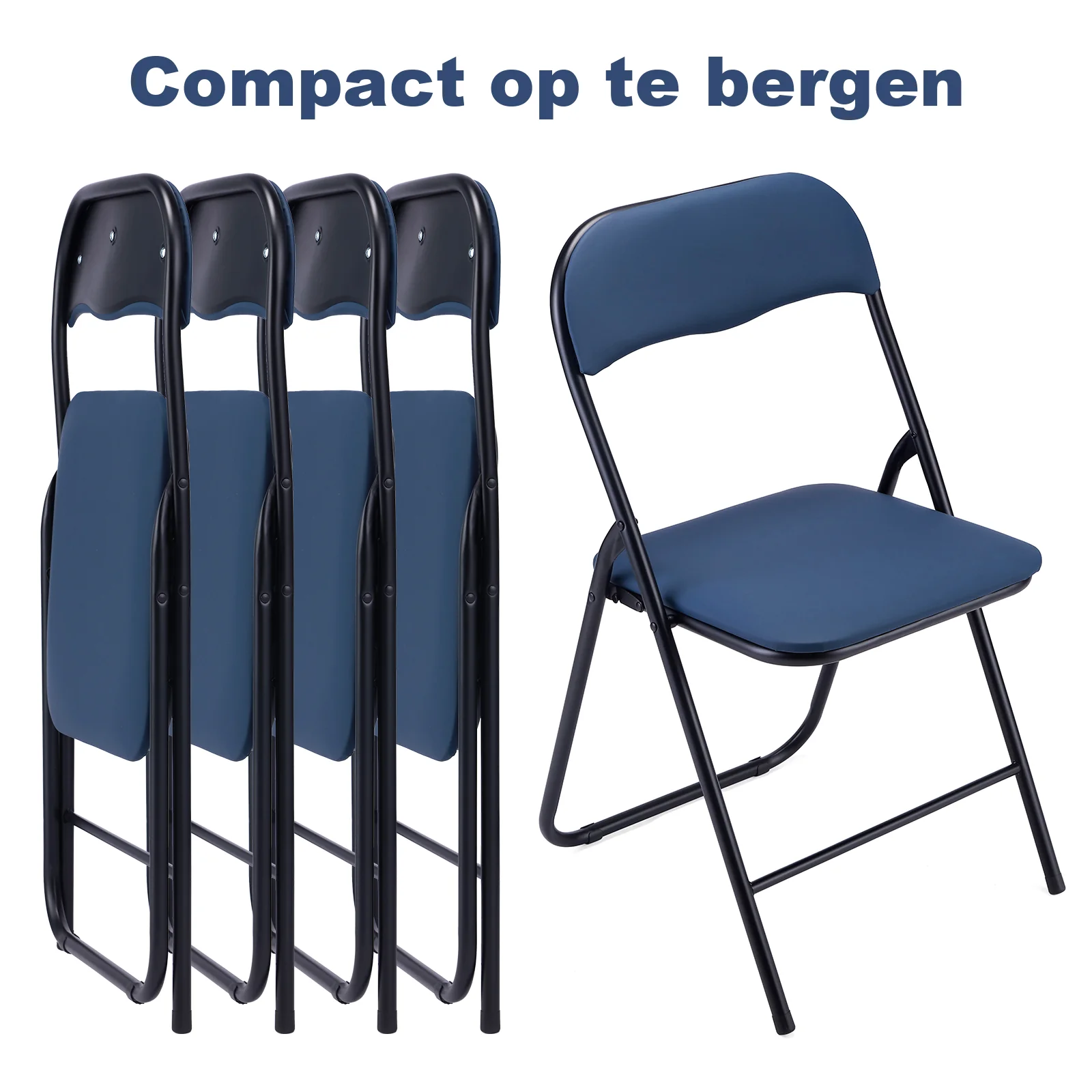 Bardi 6-delige Klapstoelen set PVC blauw - 100 kg draagvermogen - Afbeelding 5