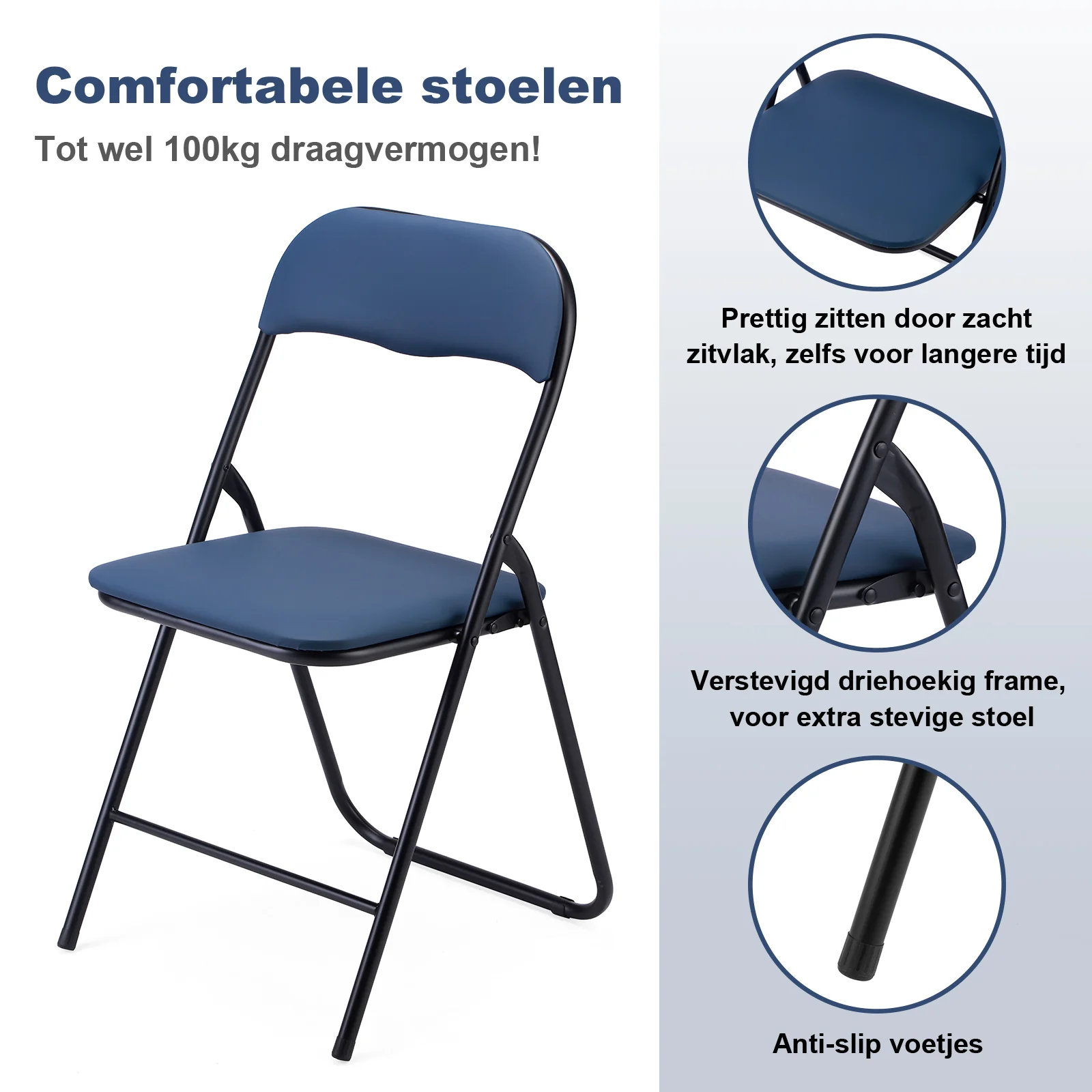 Bardi 6-delige Klapstoelen set PVC blauw - 100 kg draagvermogen - Afbeelding 7