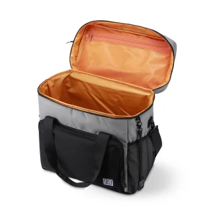 Koeltas 40L zwart/grijs met oranje binnenzijde - Lunchtas - 4-laags geïsoleerd - incl. 6 gratis koelelementen en schouderband