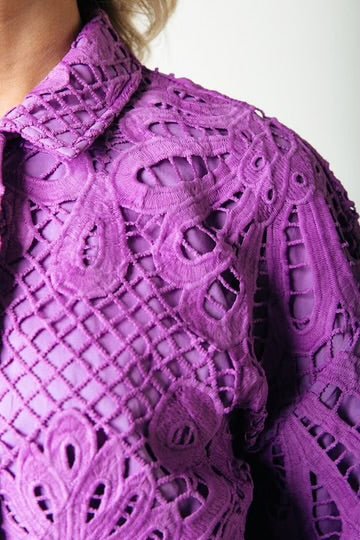 Bente Lace Bomber Jacket | Pink - Afbeelding 5