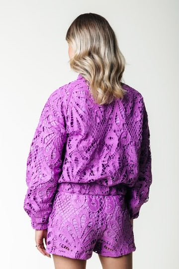 Bente Lace Bomber Jacket | Pink - Afbeelding 4