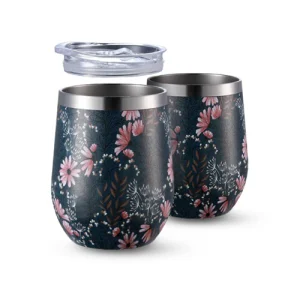 Bardi Thermosbekers 0,3L RVS japanese flower set -  incl. deksels - dubbelwandig