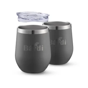 Bardi Thermosbekers 0,3L RVS grijs set -  incl. deksels - dubbelwandig