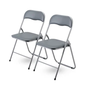 Bardi 2-delige Klapstoelen set PVC grijs - 100 kg draagvermogen