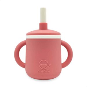 Smikkels – Siliconen cup with handle – Pink