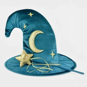 Dengodafen tovenaarshoed en stok blauw 3+