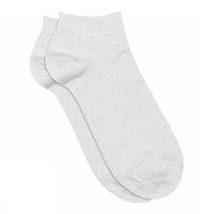 Zoe glitter sneaker socks | White